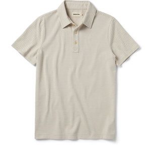 Taylor Stitch - The Heavy Bag Polo in Natural and Oatmeal Stripe